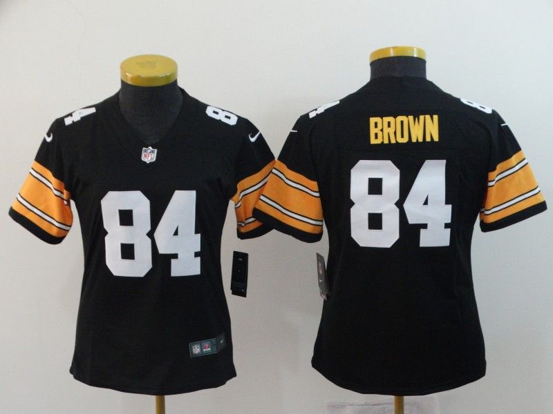 Pittsburgh Steelers BROWN #84 Black Women NFL Jersey
