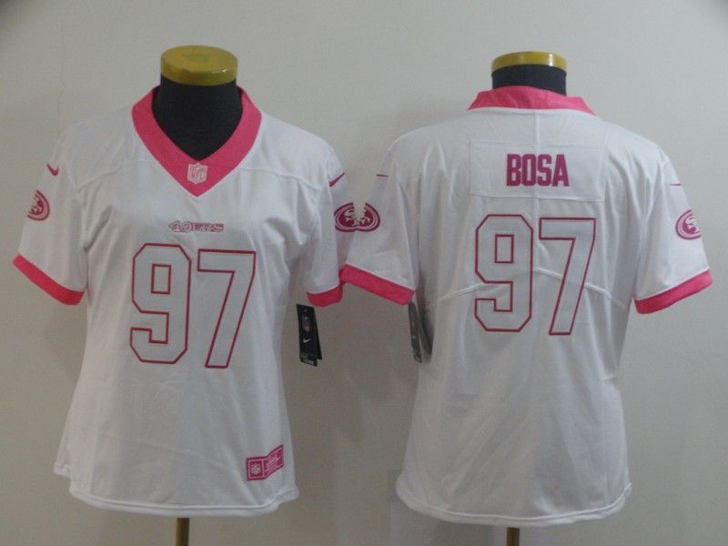 San Francisco 49ers BOSA #97 White Fashion Women NFL Jersey