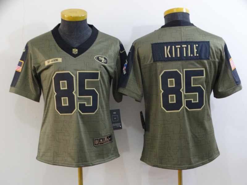 San Francisco 49ers KITTLE #85 Olive Salute To Service Women NFL Jersey 02
