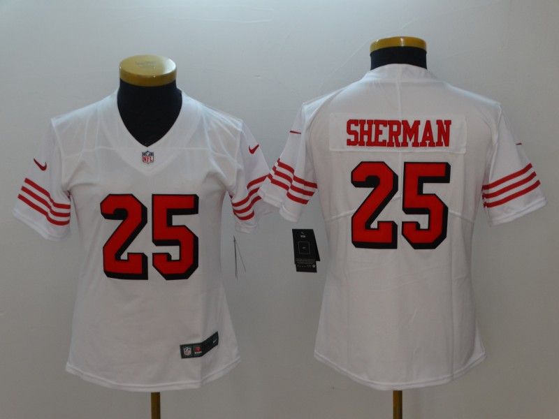 San Francisco 49ers SHERMAN #25 White Women NFL Jersey