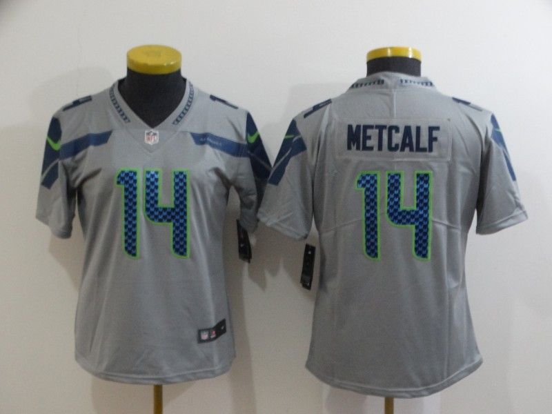 Seattle Seahawks METCALF #14 Grey Women NFL Jersey