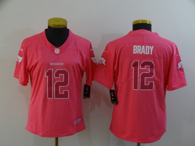 Tampa Bay Buccaneers BRADY #12 Pink Fashion Women NFL Jersey