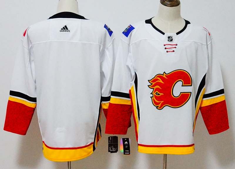 Calgary Flames Curstom White NHL Jersey