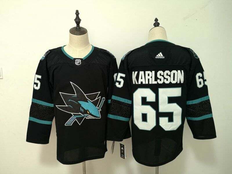 San Jose Sharks KARLSSON #65 Black NHL Jersey