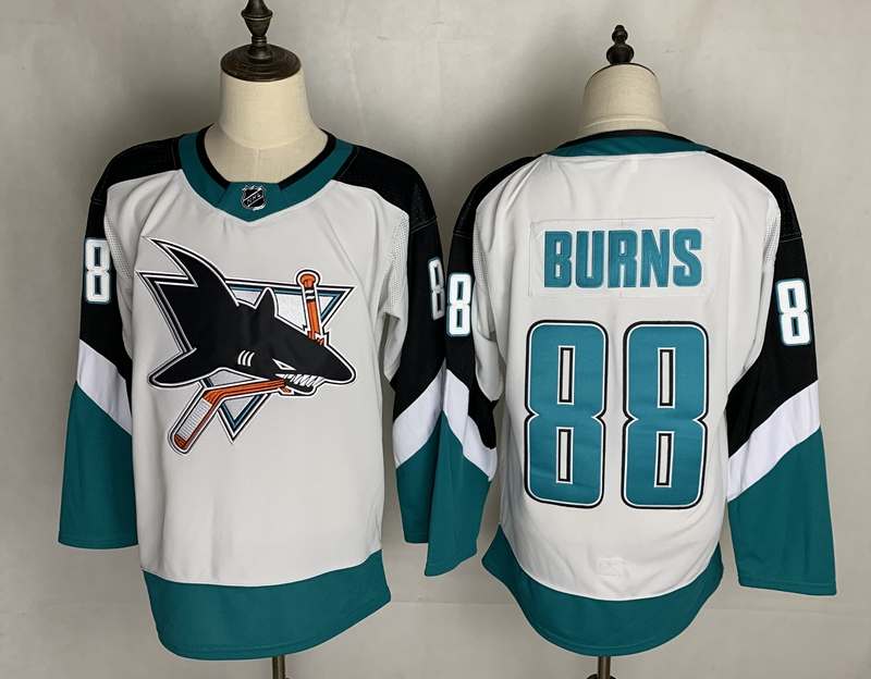 San Jose Sharks BURNS #88 White NHL Jersey 02