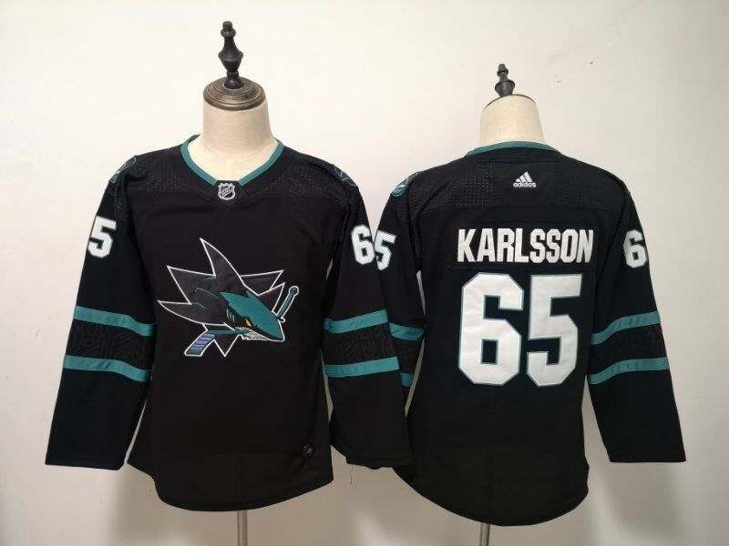 San Jose Sharks KARLSSON #65 Black Women NHL Jersey