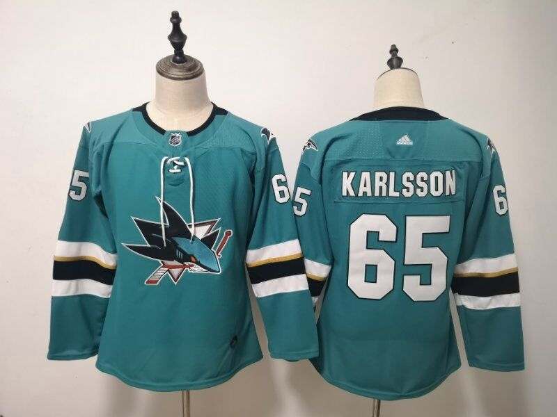San Jose Sharks KARLSSON #65 Green Women NHL Jersey