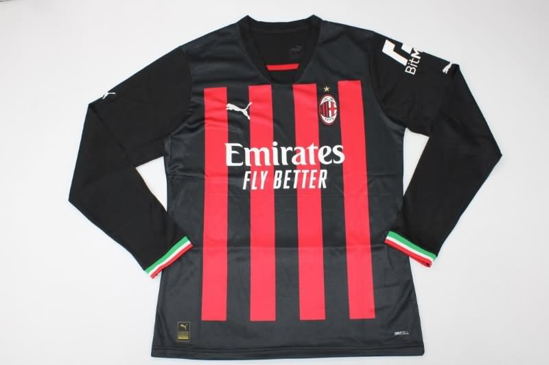 Thailand Quality(AAA) 22/23 AC Milan Home Long Slevee Soccer Jersey