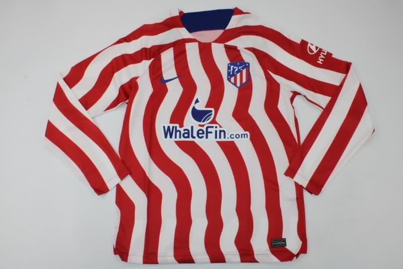 Thailand Quality(AAA) 22/23 Atletico Madrid Home Long Slevee Soccer Jersey