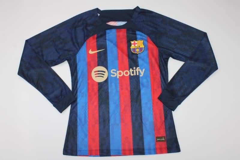 Thailand Quality(AAA) 22/23 Barcelona Home Long Slevee Soccer Jersey (Player)