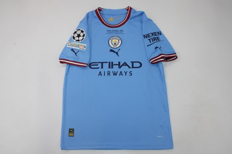 Thailand Quality(AAA) 22/23 Manchester City Home UCL Final Soccer Jersey