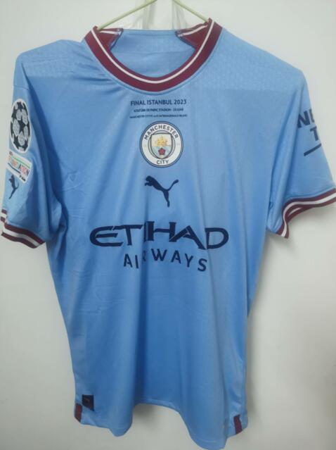 Thailand Quality(AAA) 22/23 Manchester City Home UCL Final Soccer Jersey(Player)