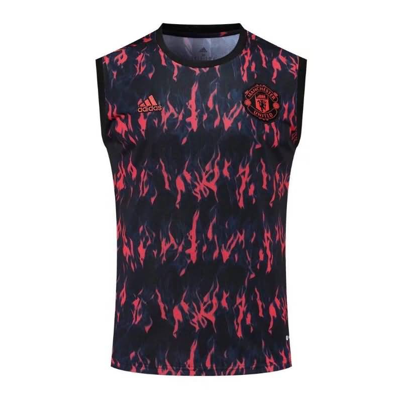 Thailand Quality(AAA) 22/23 Manchester United Black Red Vest Soccer Jersey