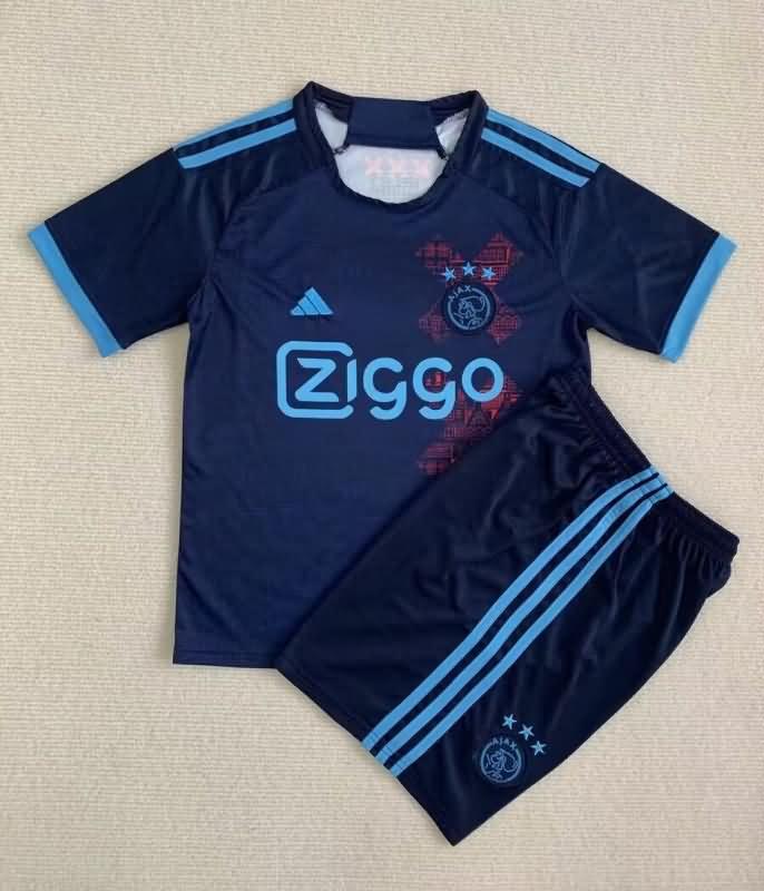 23/24 Ajax Dark Blue Kids Soccer Jersey And Shorts