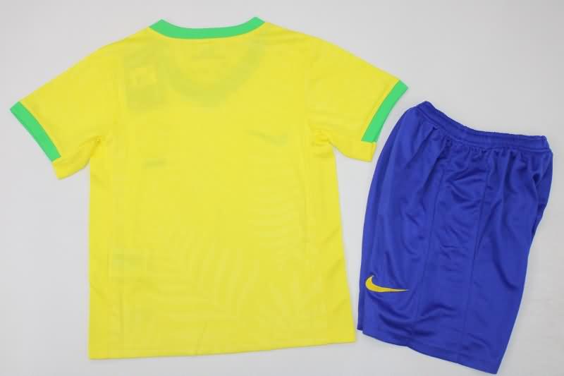2023 Brazil Home Kids Soccer Jersey And Shorts