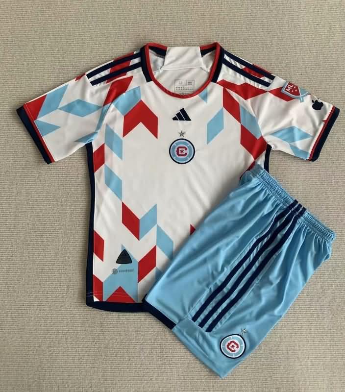 2023 Chicago Fire Away Kids Soccer Jersey And Shorts