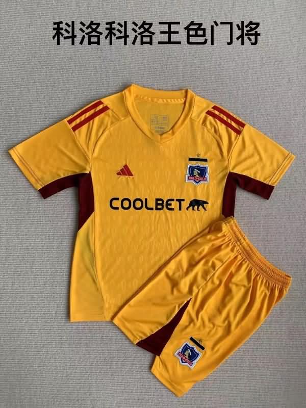 2023 Colo Colo Goalkeeper Yellow Kids Soccer Jersey And Shorts