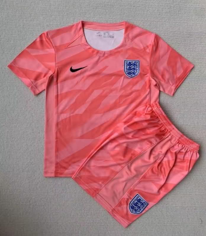 2023 England Goalkeeper Pink Kids Soccer Jersey And Shorts