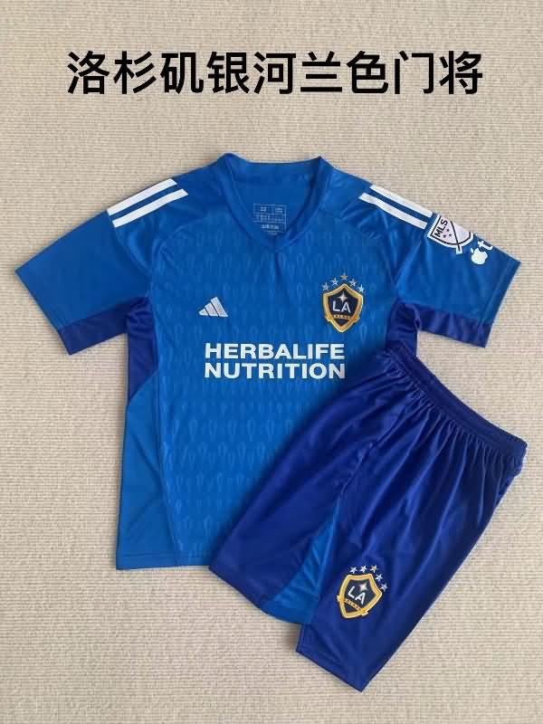 2023 Los Angeles Galaxy Goalkeeper Blue Kids Soccer Jersey And Shorts