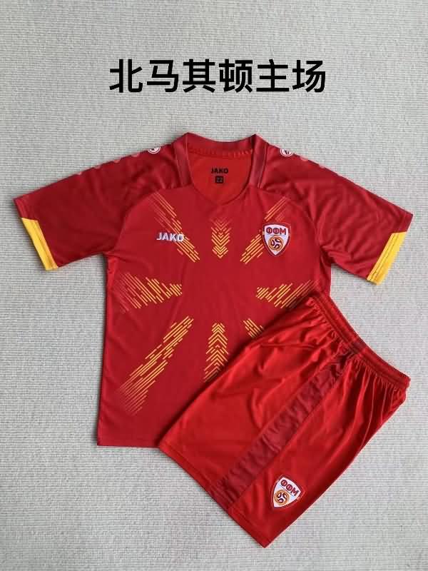 2023 North Macedonia Home Kids Soccer Jersey And Shorts