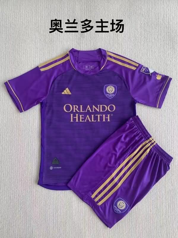 2023 Orlando City Home Kids Soccer Jersey And Shorts