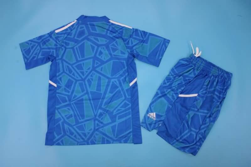 22/23 Real Madrid Goalkeeper Blue Kids Jersey And Shorts