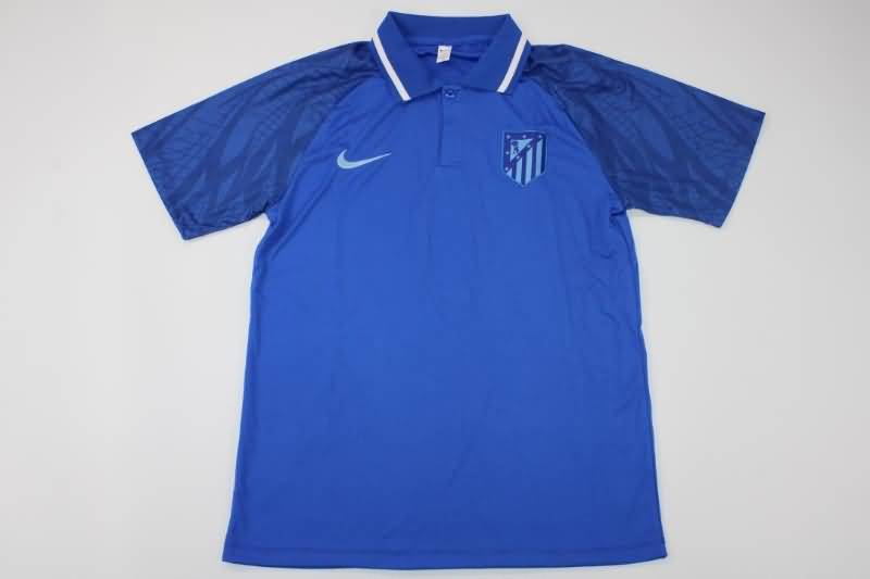 Thailand Quality(AAA) 22/23 Atletico Madrid Blue Polo Soccer T-Shirt