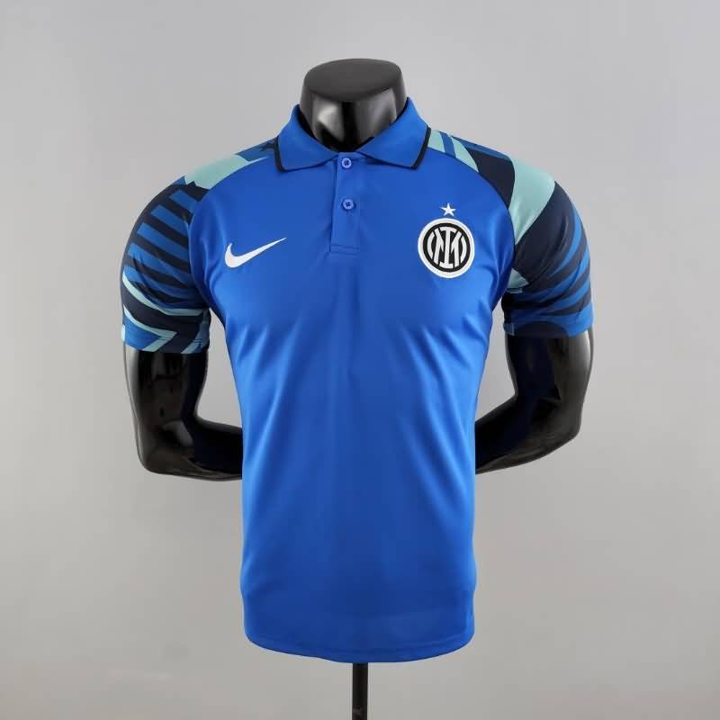 Thailand Quality(AAA) 2022 Inter Milan Blue Polo Soccer T-Shirt