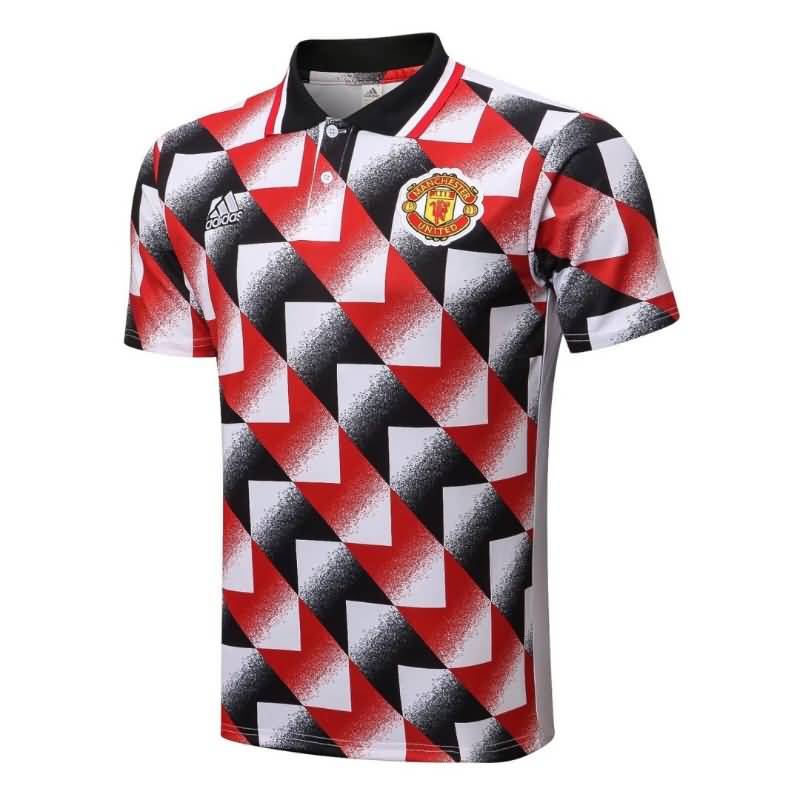 Thailand Quality(AAA) 22/23 Manchester United Black Red White Polo Soccer T-Shirt