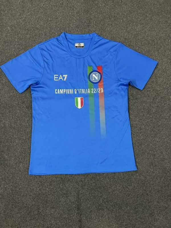 Thailand Quality(AAA) 2023 Napoli Champion Blue Polo Soccer T-Shirt