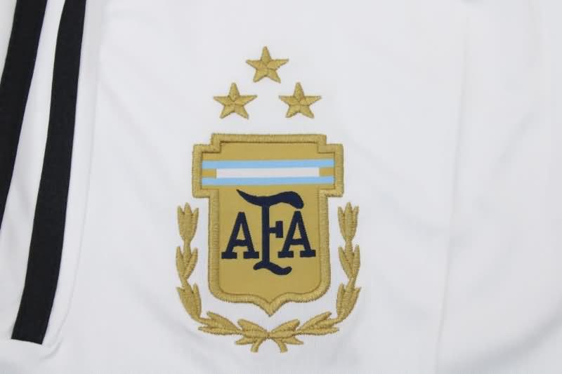 Thailand Quality(AAA) 2022 Argentina White 3 Stars Soccer Shorts