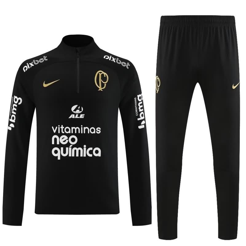 Thailand Quality(AAA) 2023 Corinthians Black Soccer Tracksuit 03