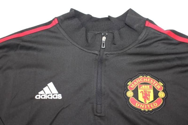 Thailand Quality(AAA) 22/23 Manchester United Black Soccer Tracksuit 04