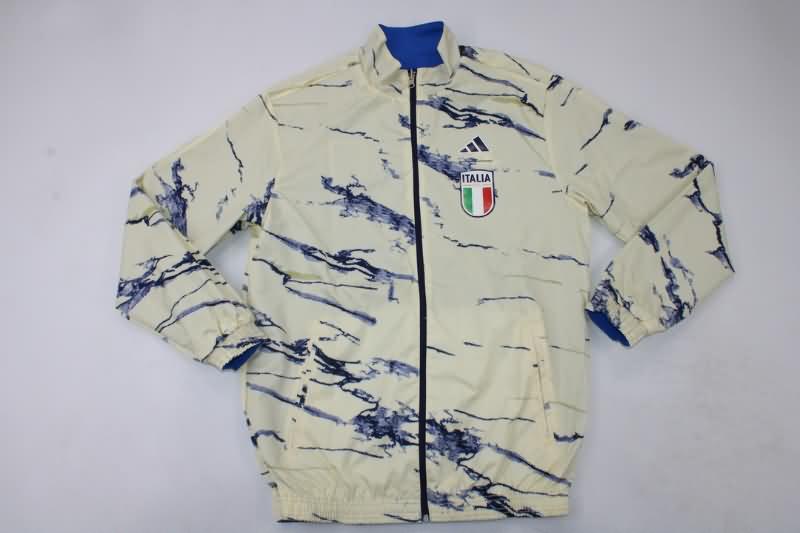 Thailand Quality(AAA) 2023 Italy Blue White Reversible Soccer Windbreaker