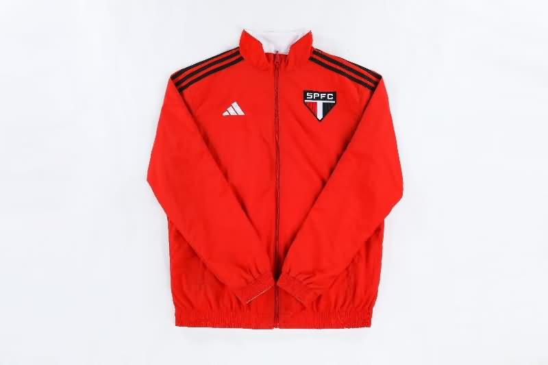 Thailand Quality(AAA) 2023 Sao Paulo Red White Reversible Soccer Windbreaker