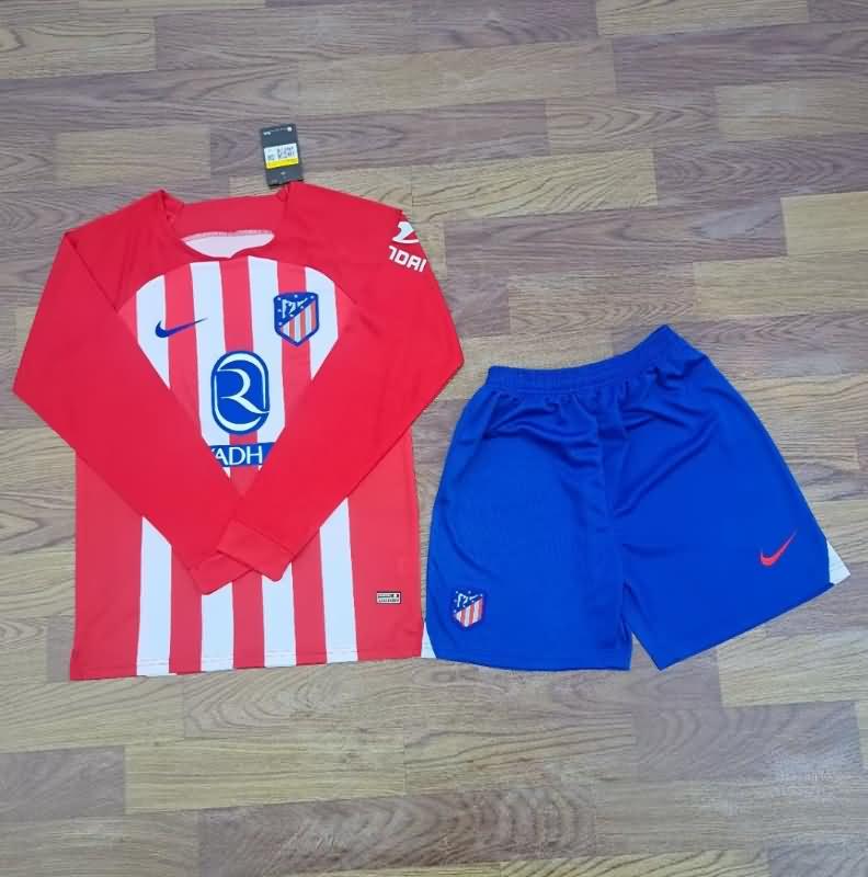 23/24 Atletico Madrid Home Long Sleeve Soccer Jersey