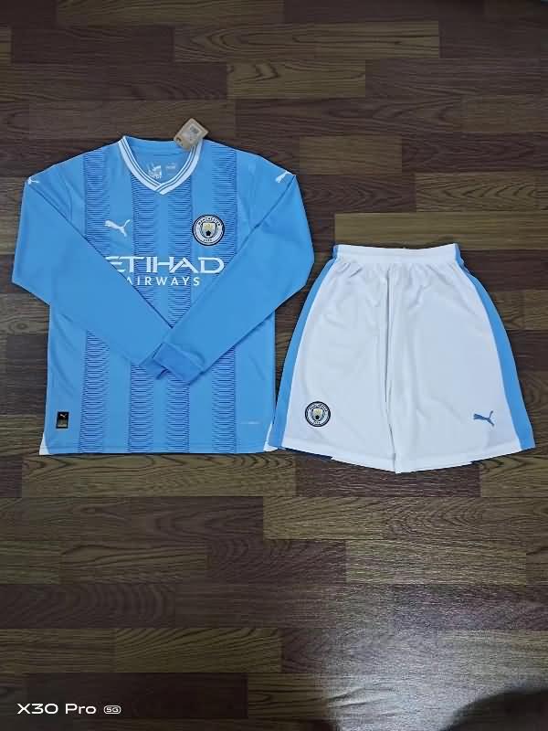 23/24 Manchester City Home Long Sleeve Soccer Jersey
