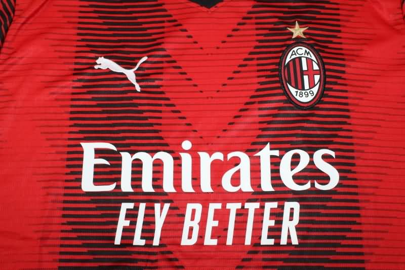 Thailand Quality(AAA) 23/24 AC Milan Home Long Sleeve Soccer Jersey