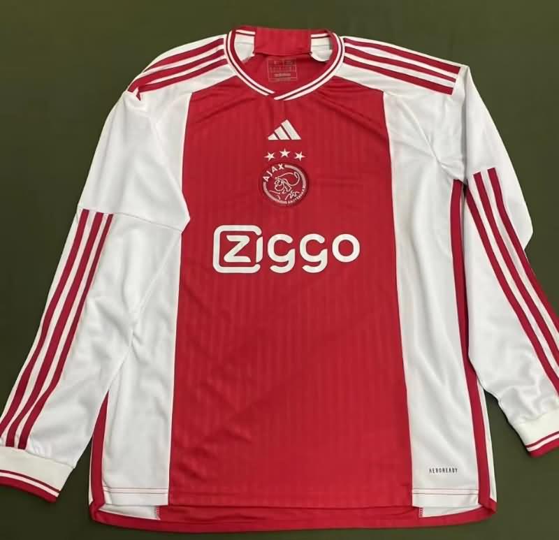 Thailand Quality(AAA) 23/24 Ajax Home Long Sleeve Soccer Jersey