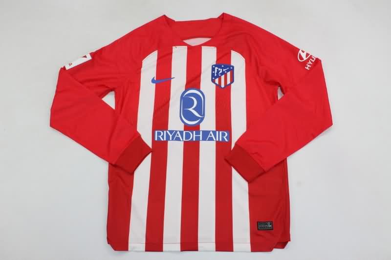 Thailand Quality(AAA) 23/24 Atletico Madrid Home Long Sleeve Soccer Jersey