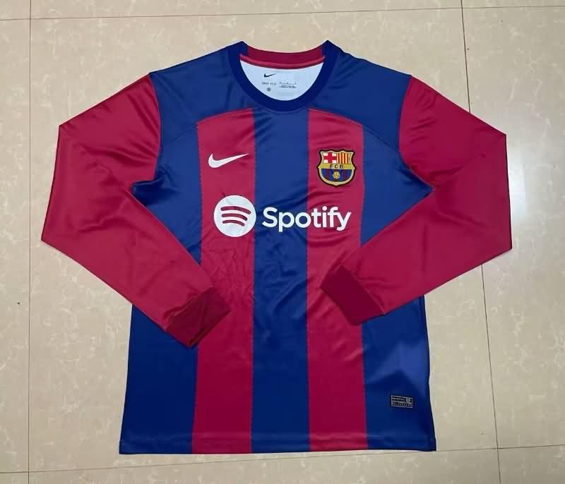 Thailand Quality(AAA) 23/24 Barcelona Home Long Sleeve Soccer Jersey