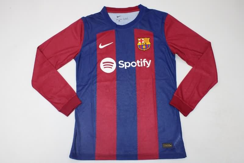 Thailand Quality(AAA) 23/24 Barcelona Home Long Sleeve Soccer Jersey (Player)