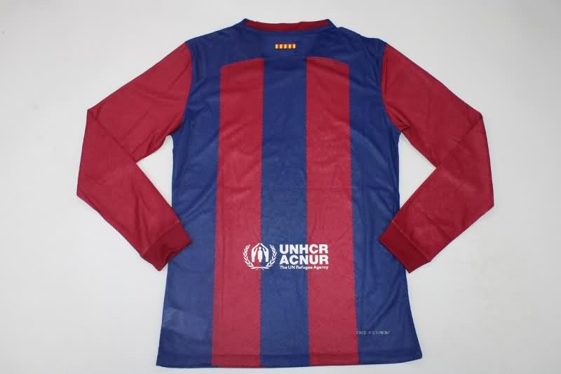 Thailand Quality(AAA) 23/24 Barcelona Home Long Sleeve Soccer Jersey (Player)