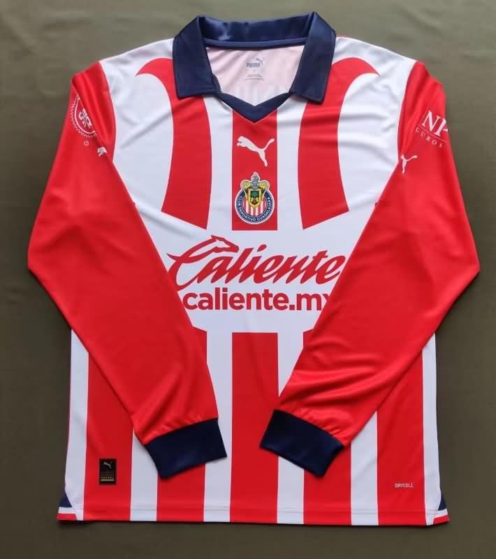 Thailand Quality(AAA) 23/24 Guadalajara Home Long Sleeve Soccer Jersey