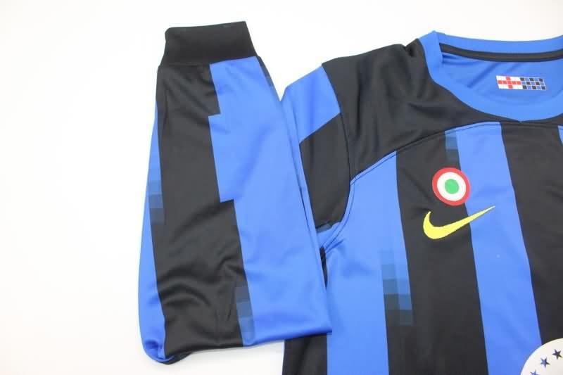 Thailand Quality(AAA) 23/24 Inter Milan Home Long Sleeve Soccer Jersey