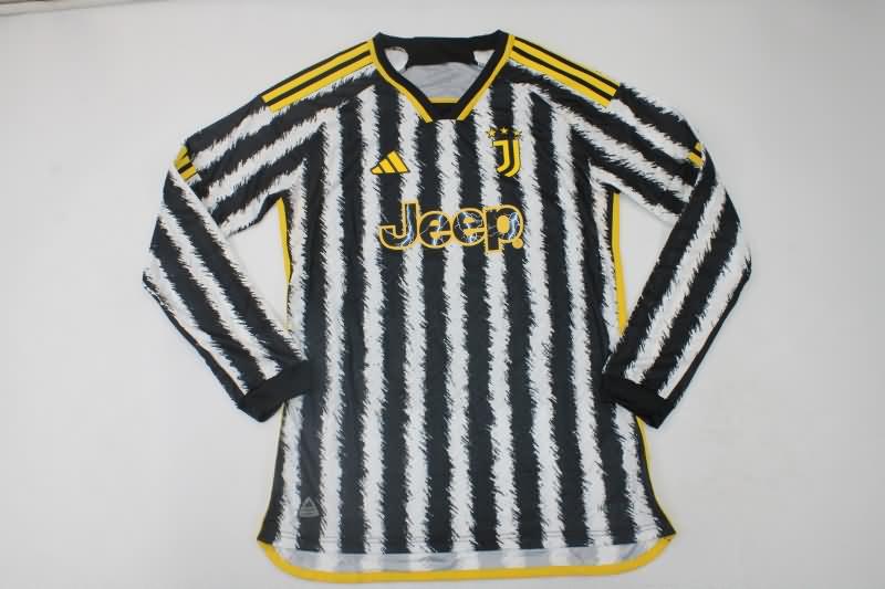 Thailand Quality(AAA) 23/24 Juventus Home Long Sleeve Soccer Jersey (Player)