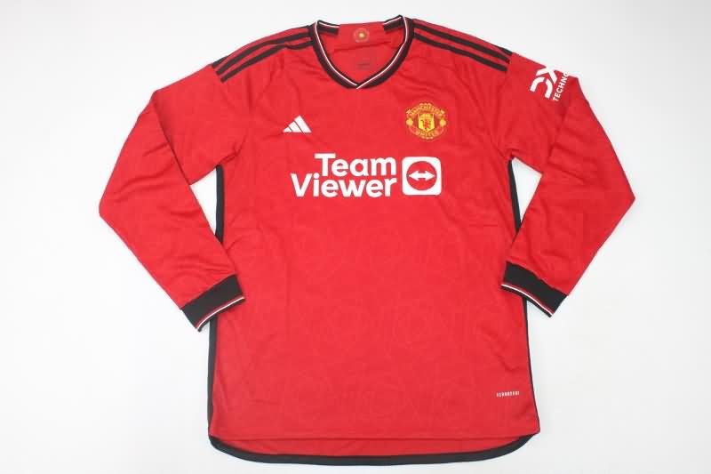 Thailand Quality(AAA) 23/24 Manchester United Home Long Sleeve Soccer Jersey
