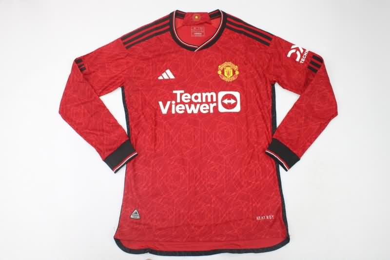 Thailand Quality(AAA) 23/24 Manchester United Home Long Sleeve Soccer Jersey (Player)