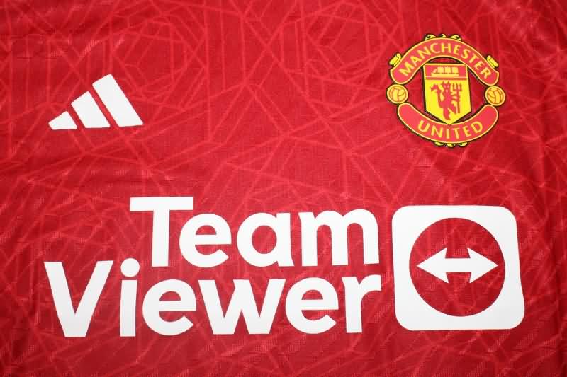 Thailand Quality(AAA) 23/24 Manchester United Home Long Sleeve Soccer Jersey (Player)