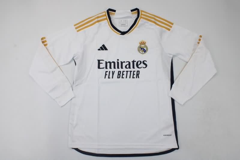 Thailand Quality(AAA) 23/24 Real Madrid Home Long Soccer Jersey Leaked